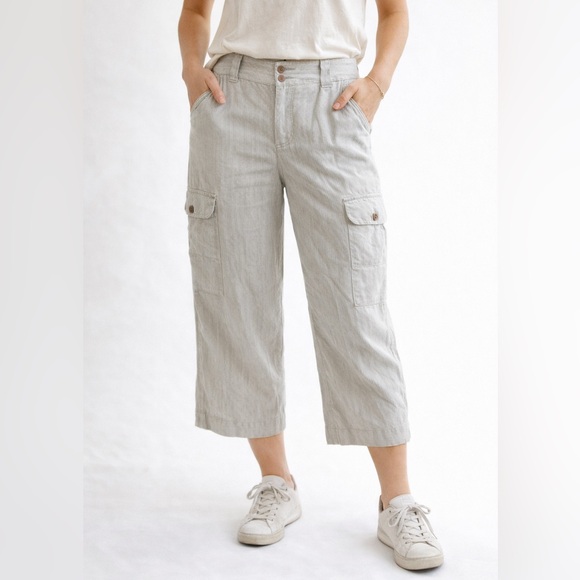 Patagonia Pants - Patagonia Women’s Hemp Cargo Cropped Pants Gray Size 10 Button Fly Utility